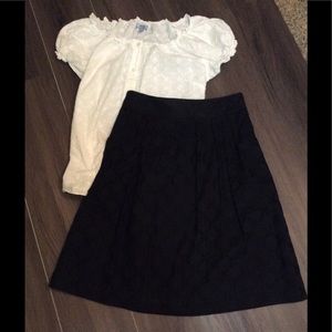 Ann Taylor Black Eyelet Skirt Sz 2 Petite